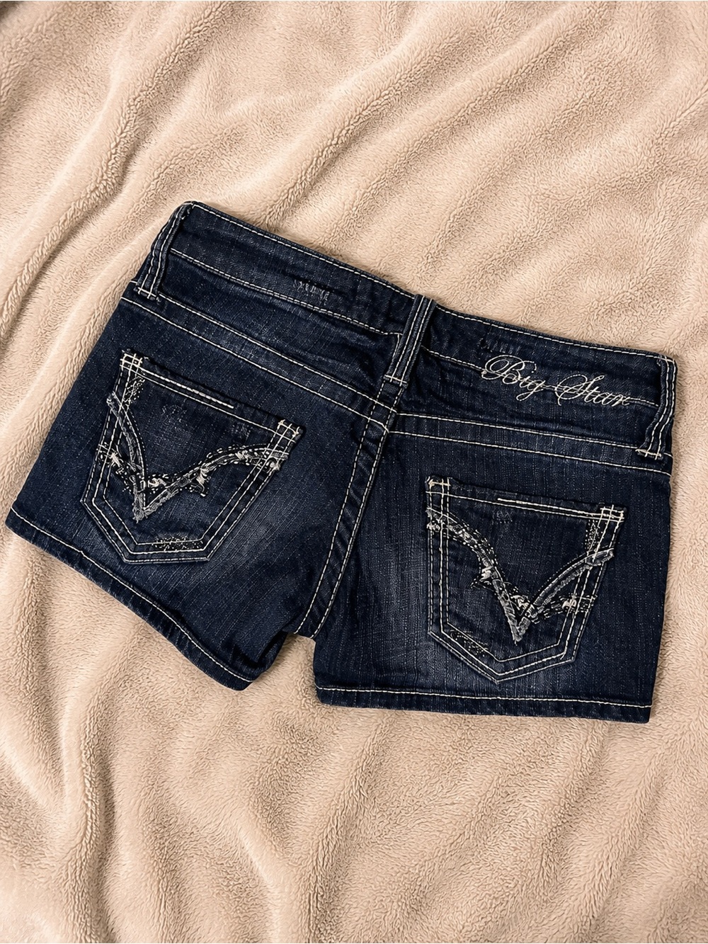 Big Star Navy Embroidered Denim Shortalls